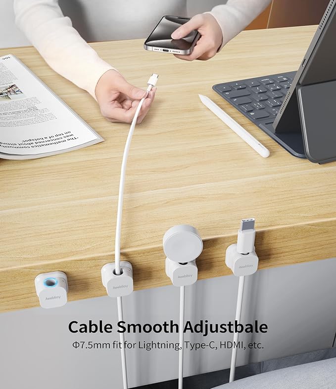 9 Pack Magnetic Cable Clips Cord Holder, Desk Cable Management Accessories, Cord Clips, Adhesive USB Wire Holder Keeper Organizer for Home Office Desk Phone Car Wall Desktop Nightstand cable organizer