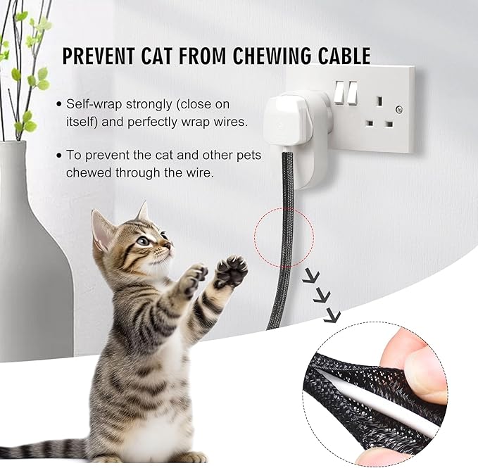 Moxita 10ft x 1 inch Cable Sleeve Split Wire Loom Tubing for Power, Audio, USB, Cord Management for TV, Computer, Protects from Pets Chewing, Black