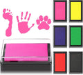Outus 6 Pieces Reusable Ink Pad for Baby Footprint Handprint Paw Print, Non-Toxic Ink Pad, Feet and Hands Stamp for Boys and Girls Christmas New Year, 6 Colors(Fresh Color)