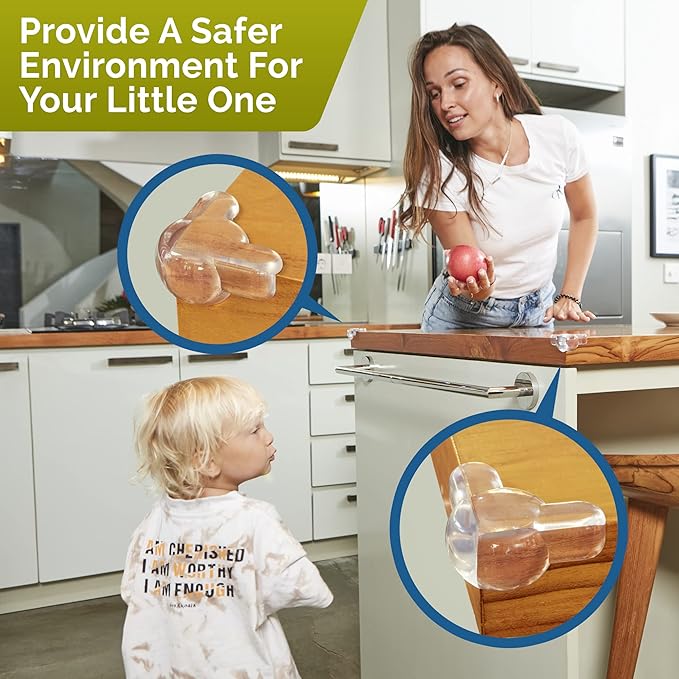 Corner Protectors for Baby (12 Pack) - Patented - New & Improved Edge Protector for Baby – Transparent Corner Protectors - Baby Safety Products to Baby Proof Corners and Edges
