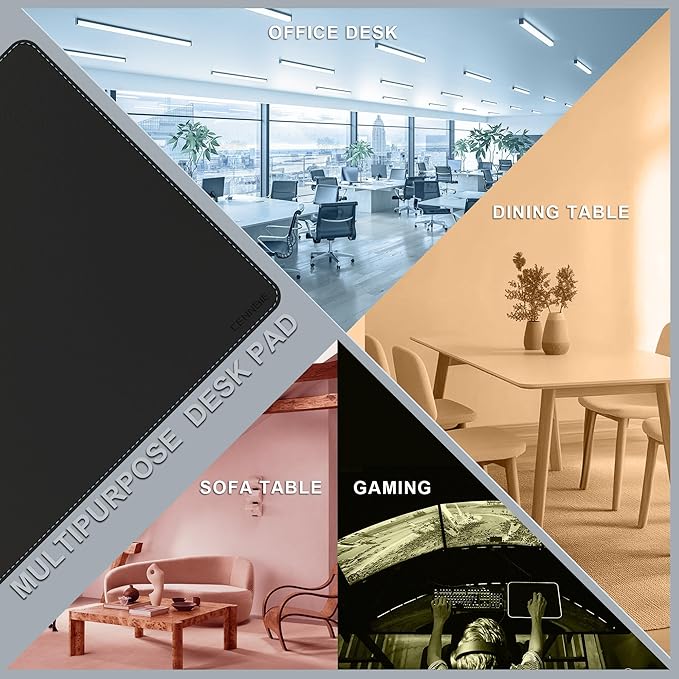 CENNBIE Leather Desk Mat Protector, 74.8" x 16" Extra Large Leather Office Desk Pad Mat for Full Desk, Computer Desk Mat on top of desks - Oversized Large Mouse Pad (Black)