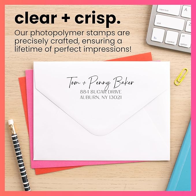 ExcelMark Personalized Return Address Stamp – Custom Self Inking Rubber Stamp (Medium, Santa Catalina)