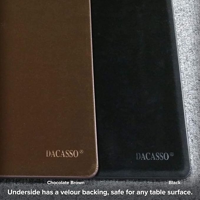 DACASSO Leatherette Desk Mat Without Rails - Luxury Leather Desk Blotter for Writing - Executive Desk Surface Protector - (Black, 30 x 19)