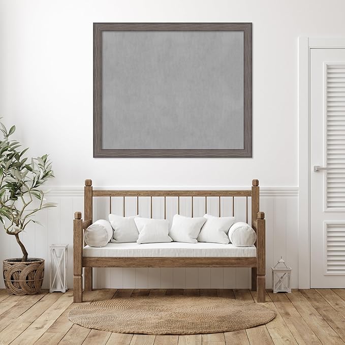 Amanti Art Grey Framed Magnetic Board 45x53 Oversize Vision Board for use with Magnets, 100% Metal Sheet to Display Items as Office Decor or for Home Organization in mudroom, Kitchen or Kids Room