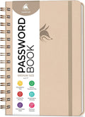Clever Fox Password Book Spiral – Internet Address & Password Organizer with Laminated Alphabetical Tabs – Password Keeper Journal – Hardcover, Medium Size, 6.1x7.7” (Seashell)