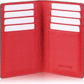 Slim Leather Credit Card Holder for Men & Women 8cc, Italian Calfskin (Pebbled Red)