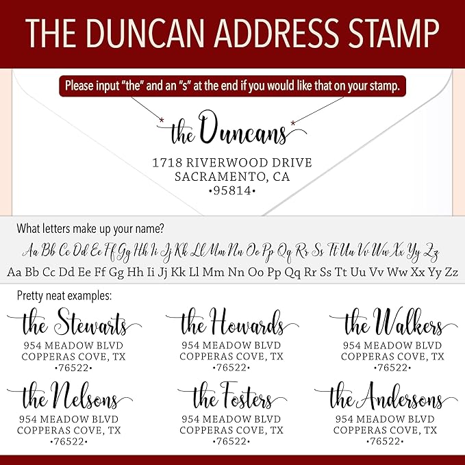 The Duncans Personalized Self-Inking Address Stamp | Envelope Return Address Stamp for Couples and Families | Custom Rubber Address Stamp (1, Xtra Wide)