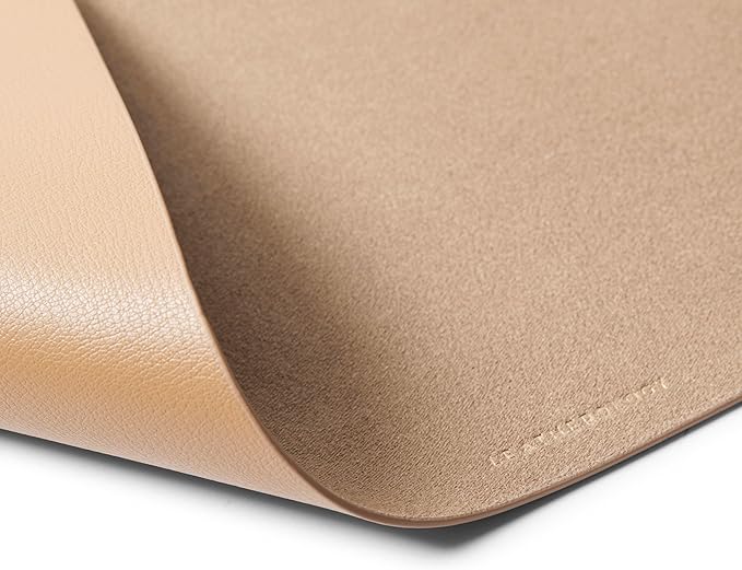 Leatherology Premium Tan Full Grain Leather Modern Conference Pad – Slim Desk Mat for Laptop, Keyboard & Mouse | Professional Workspace