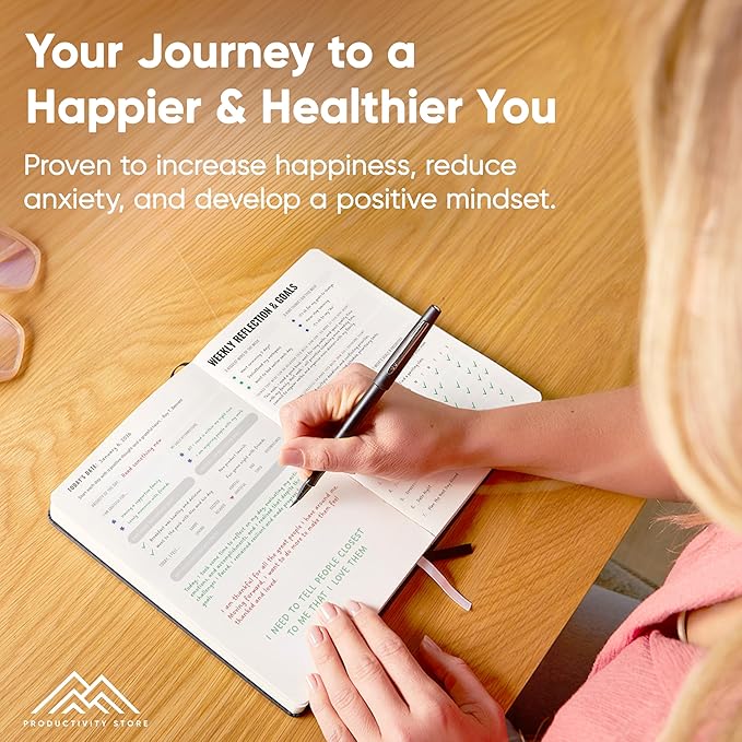 Journal For Men & Women - Gratitude Journal, Mental Health & Self Care Journal For Women & Men - A5 - Blue - Productivity Store