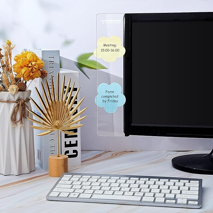 Zonon 2 Pieces Computer Monitor Notes Screen Monitor Memo Board Sticky Note Holder Message Board Computer Side Panel for Office Home Desktop Left and Right