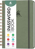Clever Fox Password Book Spiral – Internet Address & Password Organizer with Laminated Alphabetical Tabs – Password Keeper Journal – Hardcover, Medium Size, 6.1x7.7” (Cypress)