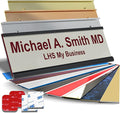 Personalized Name Plate with Choice of Mounting Holders for Walls, Doors, Cubicles, Hanging and More - Custom Light Gray Plastic Burgundy Letters - USA Made 2x6 - B21