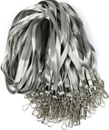 Beebel Grey Lanyard Bulk Lanyards for Id Badges Flat Lanyard with Badge Clip Swivel Hook 100 Pack