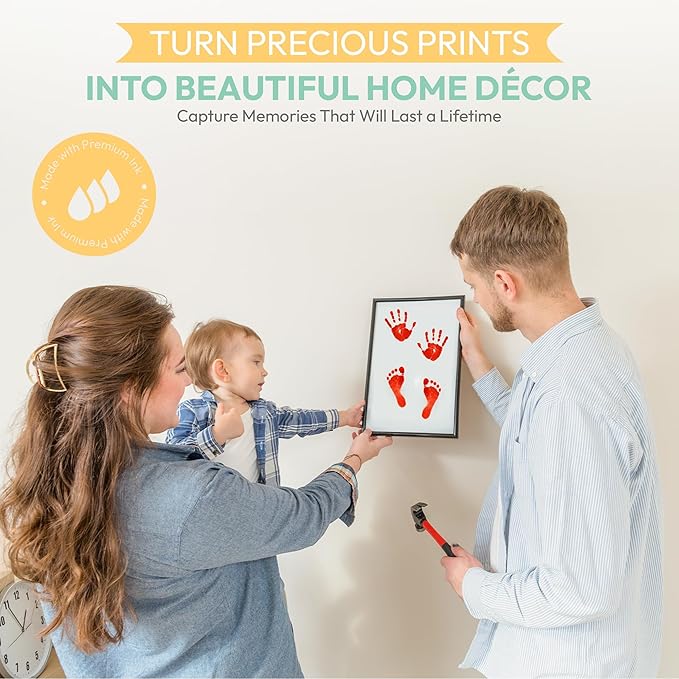 Extra Large Clean Touch Ink Pad for Baby Handprints and Footprints – Inkless Infant Hand & Foot Stamp – Safe for Babies, Doesn’t Touch Skin – Perfect Family Memory or Gift by Tiny Gifts, Red