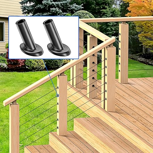 BLIKA 40 Pack 25 30 35 Degree 1/8" Black Cable Railing Angle Beveled Protector Sleeves, T316 Stainless Steel, Angle Protector Sleeves Deck Stair Cable Railing Hardware Kit for Wood Posts