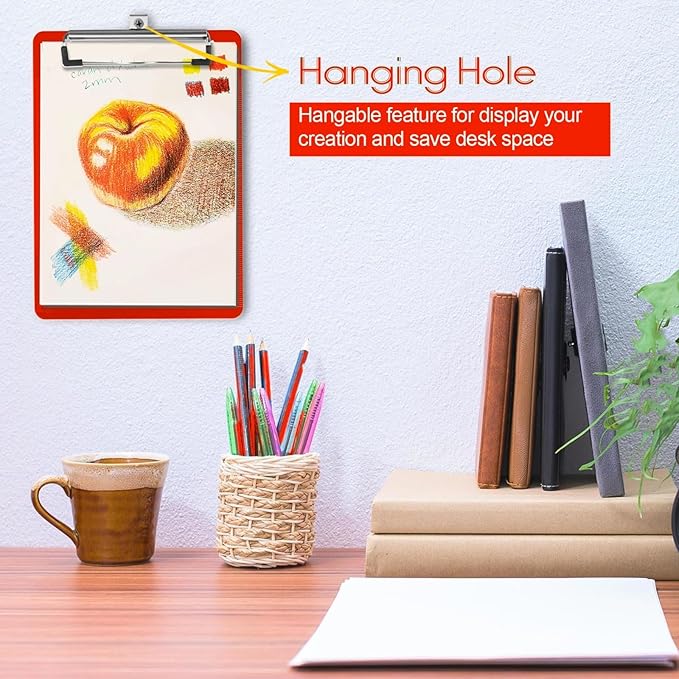 TFDLCG zm 2 PCS Red Plastic Clipboards Nursing Clipboard,Teacher Clip Boards 8.5x11 with Pen Holder, A4/Letter Size,Cute Clipboards for Women Kids,Classroom Office Home