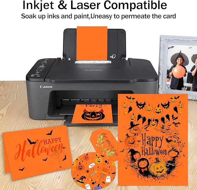 Orange Cardstock Paper 8.5 x 11 80lb Card Stock, Goefun 24 Sheets Orange Construction Paper for Halloween Card Making, Invitations, Menus, DIY Cards