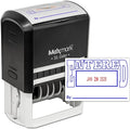 MaxMark Large Self-Inking Rubber Date Office Stamp with Entered Phrase & Date - Blue/Red Ink, 12-Year Band - Style 5