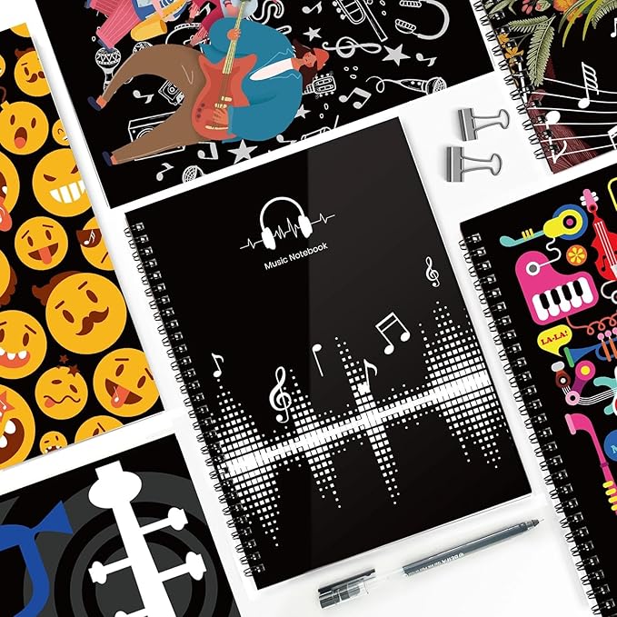 MAXCURY Blank Sheet Music Composition Manuscript Staff Paper Art Music Notebook Black 100 Pages 26x19cm (DJ)