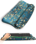 KUOSGM Ergonomic Wave Wrist Rest with Keyboard Stand, Cushioned Palm Rest, Comfortable Integrated Memory Foam for Natural Typing and Relieve Wrist Pain, Van Gogh Apricot Blossom