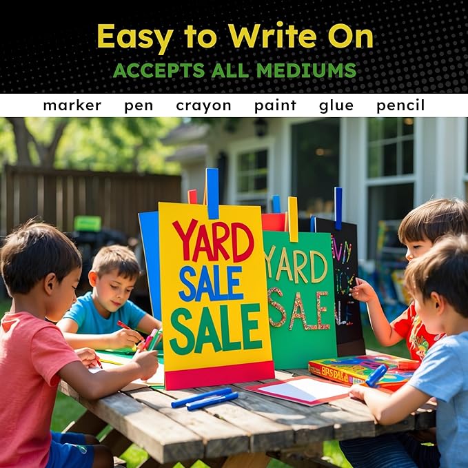 Hygloss Medium Colored Poster Board 11x14 - 25 Assorted Standard Color Poster Boards Bulk Pack - Red, Yellow, Green, Blue, Black - 10 Pt. Thickness Poster Board Paper, Posterboard Multipack 11" x 14"
