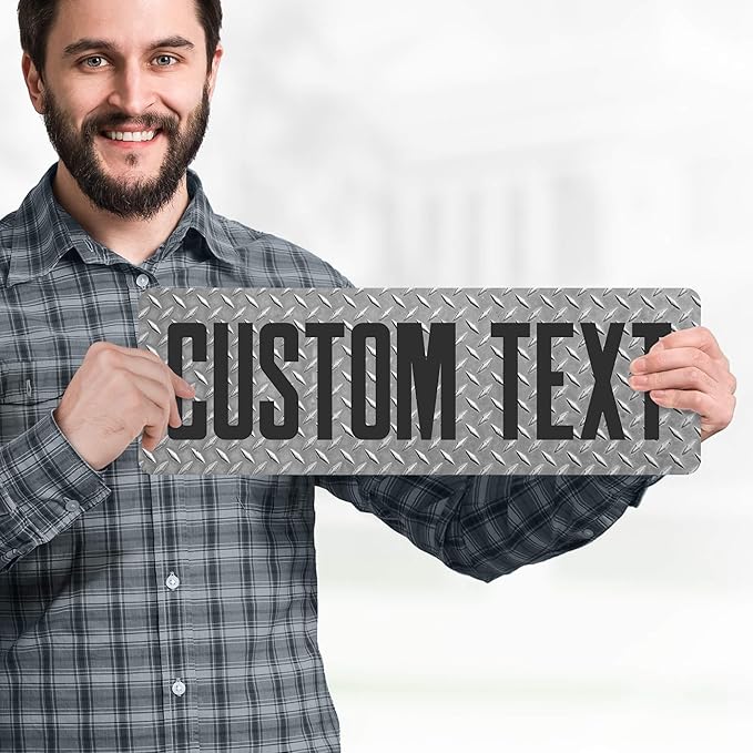 Custom Sign, Custom Street Sign, 11 Font Colors, 13 Font Styles, 4 Hole Options, 22 Sizes, 6x18 Inches, Rust Free DiBound, Fade Resistant, Made in USA by My Sign Center (Diamond Metal)