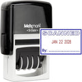 MaxMark Office Self Inking Date Stamp with Phrase Scanned - 2 Color Blue/Red Ink