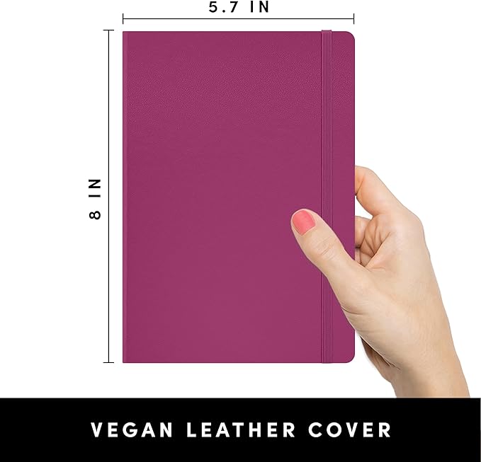 PAPERAGE Lined Journal Notebook, 10 Pack, (Bright Rainbow), 160 Pages, Medium 5.6 in x 8 in - 100 GSM Thick Paper – Hardcover Journaling Notebook for Work, School & Note Taking