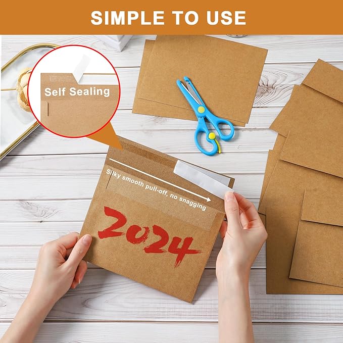 Silunkia 100 Packs Brown Blank Greeting Cards and Envelopes 4 x 6 Heavyweight Flat Cardstock and A4 Envelopes Printable Self Seal for Graduations, Invitations, Thank You Cards, Mailing