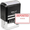 MaxMark Large Self-Inking Rubber Date Office Stamp with Deposited Phrase & Date - Red Ink, 12-Year Band - Style 3