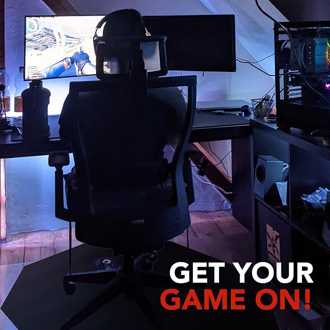 DESKU - Octagon Gaming Chair Mat, Computer and Office Chair Mat for Hard Floors, Black, 46 Inches x 49.5 Inches, Made in The USA