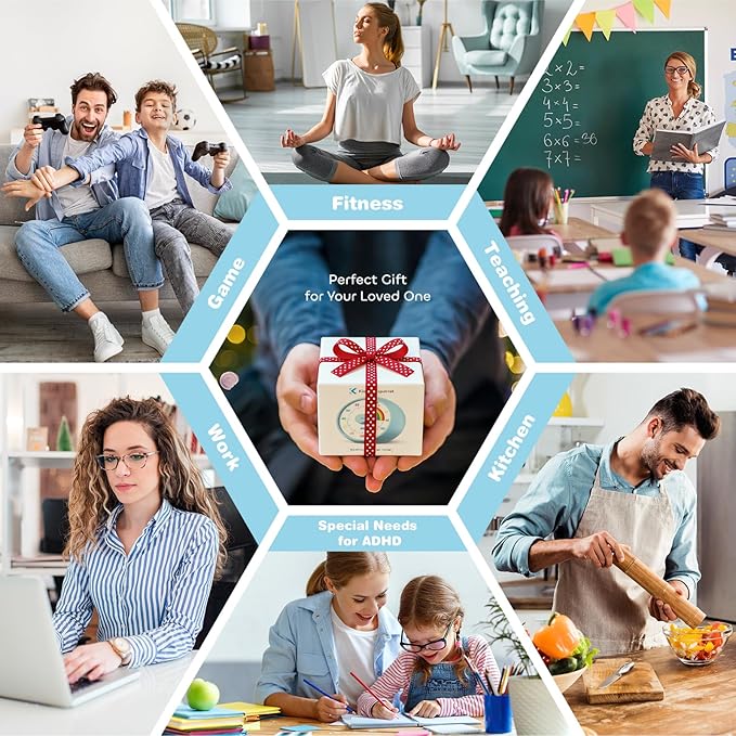 Visual Timer for Kids, 60-Minute Countdown Timer for Classroom Office Kitchen, Desk Timer Kids Time Management Tools with Silent Operation, Pomodoro Time Rainbow Pattern