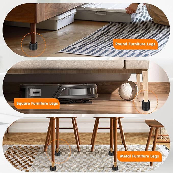 Furniture Risers Bed Risers Heavy Duty 1 inch, 2 inch, 3 inch, 4 inch Round Adjustable Bed Lifts Riser for Desk Legs Table Couch Sofa Chair Refrigerator Washing Machine (1+1+1 Inch, Black, 6 Pack )