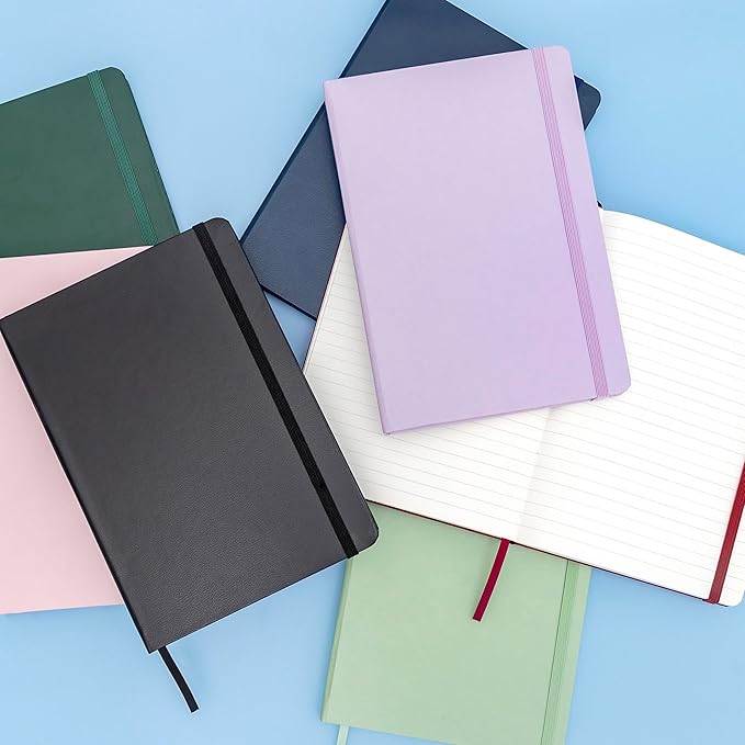 PAPERAGE Lined Journal Notebook, (Turquoise), 160 Pages, Medium 5.6 in x 8 in - 100 GSM Thick Paper – Hardcover Journaling Notebook for Work, School & Note Taking