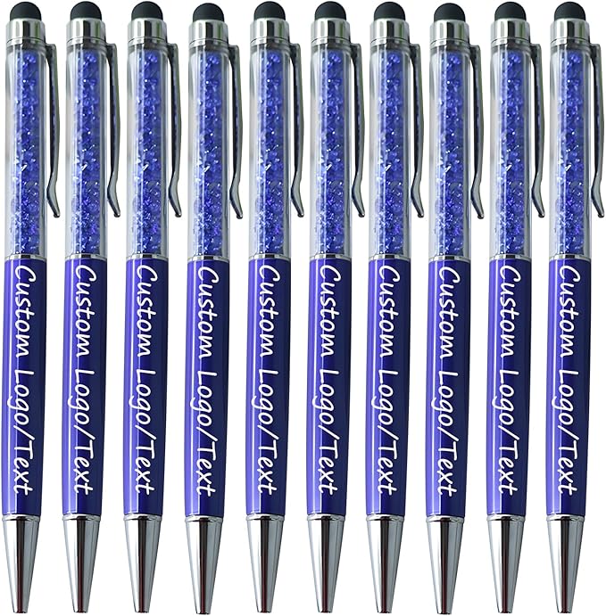 Yucold Customized Pens with Name/Logo - Touch Screen Stylus Ballpoint Pen, Perfect for Weddings, Business & Personalized Gifts (Royal blue,20)