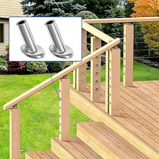 BLIKA 20 Pack 25 30 35 Degree 3/16" Angle Beveled Protector Sleeves, Angled Post Protector for 1/8" 5/32" 3/16" Cable Railing, T316 Stainless Steel, 30 Degree Angle Beveled Protector Sleeves