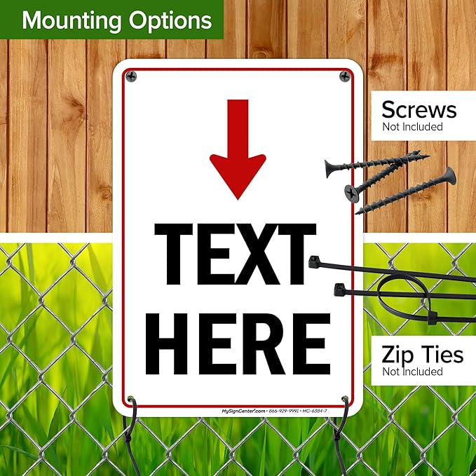 Custom Arrow,Custom Directional Sign, Arrow Down Sign, 7x10 Inches, Rust Free .040 Aluminum, Fade Resistant, Made in USA by My Sign Center