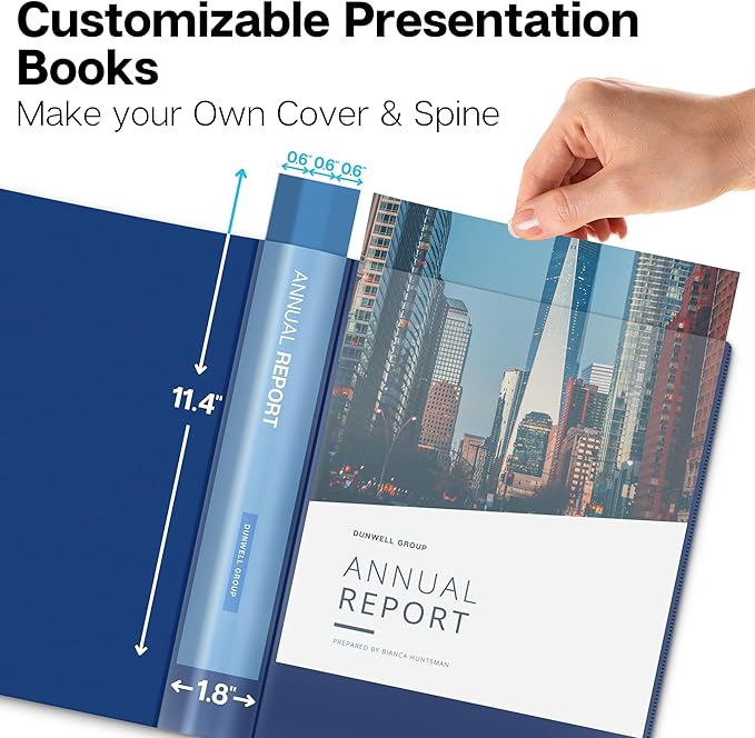 Dunwell Presentation Binder 24-Pocket, Displays 48 Pages, 8.5x11 Portfolio Binder with Plastic Sleeves, Storage and Organizer for Documents, Certificates, Projects, Photos (Blue)
