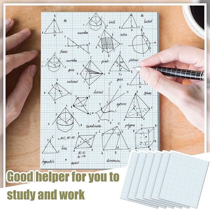 Ctosree 3 Pcs 8.5 x 11 Quadrille Pads 10 Squares Per Graph Paper Pad Back to School Engineer Grid Paper Pad for School Supplies 50 Sheets/Pack