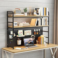 ZWCQSYS 2-Tier Desktop Bookshelf Hutch - Metal Desk Shelf Bookcase with Desk Pegboard Countertop Storage Organizer Rack for Dorm or Office (B, 110cm/43in)