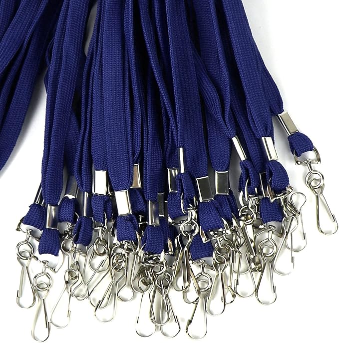 Ollain Badge Lanyards Flat Lanyard Swivel Hooks Neck Bulk lanyards with Clip 50 Pack
