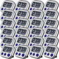 Leumoi 24 Pcs Digital Kitchen Timers Magnetic Back Timers Bulk Large Screen Loud Alarm On/Off Switch Minute Second Count up Countdown Memory Setting for Cooking Classroom Exercise (Sliver and Blue)