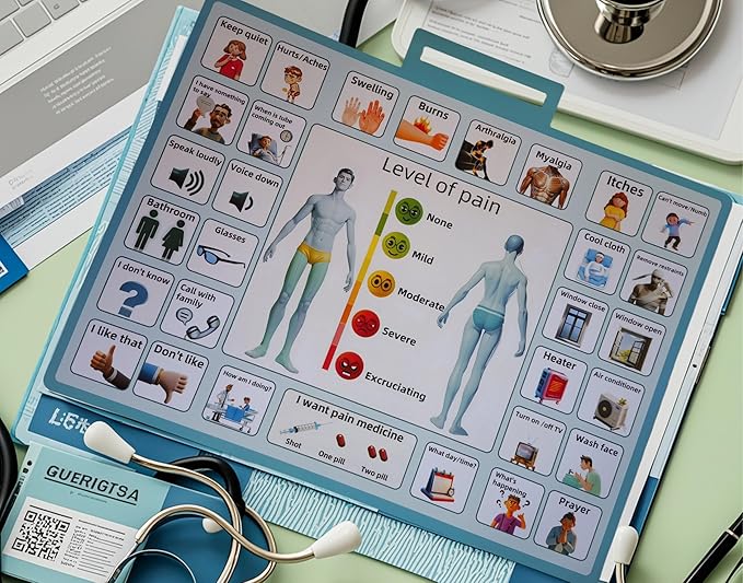 2 Pcs 15''x 11''Nonverbal Communication Board,for Patient、Stroke Therapy Equipment for Adults、AAC Device for Autism、Communication Device for Nonverbal People