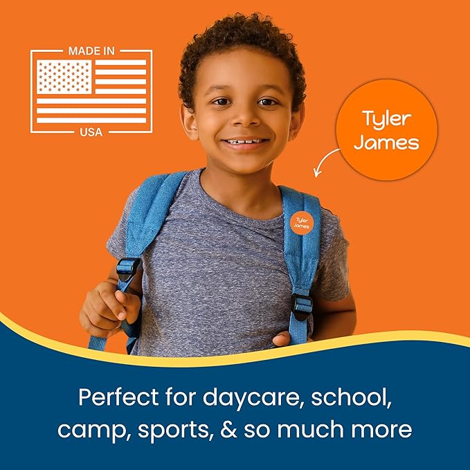 Name Bubbles - Basic Daycare Name Stickers for Kids (102 ct) - Personalized Waterproof Name Labels for School Supplies, Clothing Tags, Baby Bottles, All Ages - Washable Stick-On Labels (Color Combos)