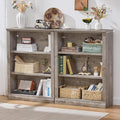 RWYHG 43" Grey Tall Bookshelf Set of 2,3-Tier Thick Wooden Book Shelf with Adjustable Shelves,Free Standing Farmhouse Bookcase with Open Display Storage,Floor Vintage Bookshelves for Living Room