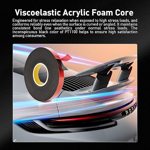 Automotive Acrylic Plus Attachment Tape 0.24" x 18Ft Made of 3M Double Sided Tape PT1100 Heavy Duty for Moldings Claddings Panels Pads and Other Car Automotive Applications