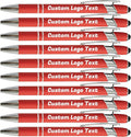 HEYZARDA Personalized Pens with Name Text Logo Custom Ballpoint Pen for Business Office Events with Stylus for Touchscreen 50 Pcs Red