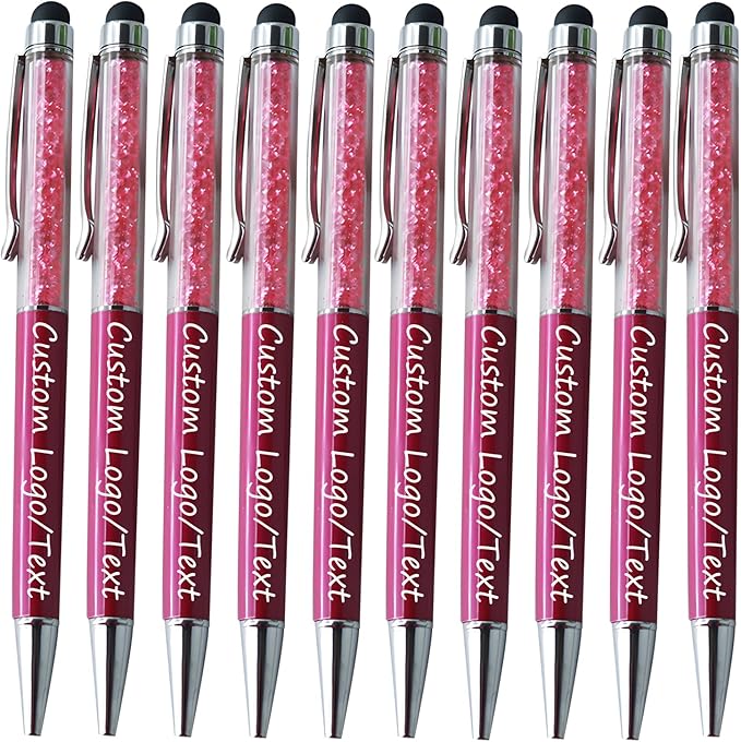 Yucold Customized Pens with Name/Logo - Touch Screen Stylus Ballpoint Pen, Perfect for Weddings, Business & Personalized Gifts (Wine red,200)
