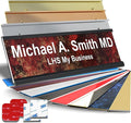 Personalized Name Plate with Choice of Mounting Holders for Walls, Doors, Cubicles, Hanging and More - Custom Gloss Rustico Granite Plastic White Letters - USA Made 2x6 - S2