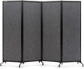 Upgrade Version Room Partition and Divider, Freestanding Rolling Dividers with Wheels,Office Privacy Screen Divider Wall,Classroom Felt Dividers,8'2"L* 6'7"H,4 Panel，Dark Grey